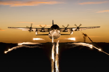 Askeri Nakliye Uçağı, Lockheed C-130 Herkül, Uçak, Nakliye Uçağı, Savaş Uçağı, HD masaüstü duvar kağıdı HD wallpaper