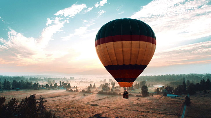 hot air ballooning, hot air balloon, sky, atmosphere of earth, atmosphere, daytime, cloud, balloon, air sports, clouds, cloudy, HD wallpaper
