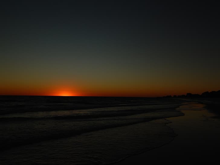 the sky, sunset, the ocean, shore, FL, horizon, USA, sky, ocean, Florida, HD wallpaper