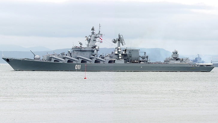 Военни кораби, руски флот, крайцер, руски крайцер Варяг, HD тапет