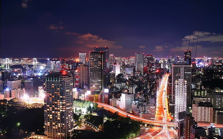 Tokyo City Night, high-rise buildings, Cityscapes, Tokyo, cityscape, night, HD wallpaper