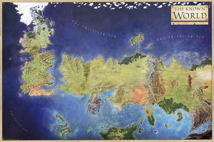 världskartaillustration, Westeros, backgound, A Song of Ice and Fire, Game of Thrones, world, map, HD tapet