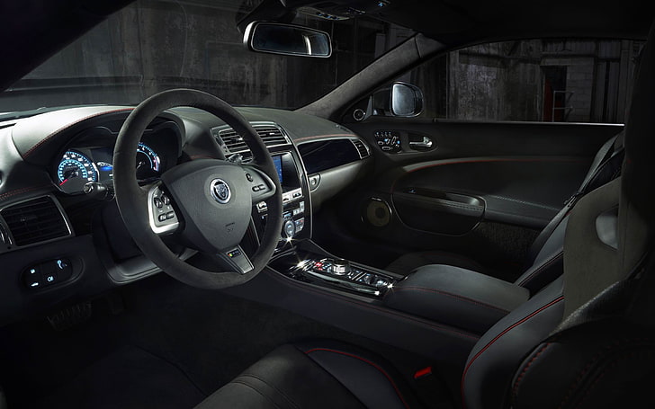 2014 Jaguar XKR-S GT Auto HD Обои для рабочего стола 11, черная приборная панель автомобиля, HD обои