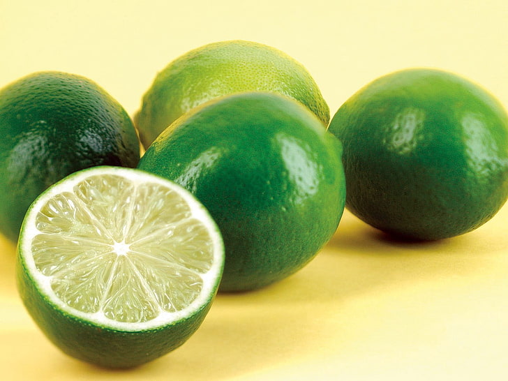 green limes, lime, lemon, citrus, HD wallpaper
