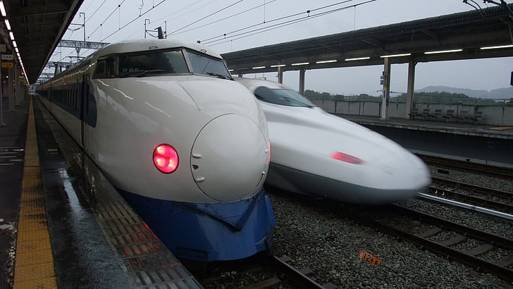 railroad, shinkansen, tracks, trains, vehicles, HD wallpaper