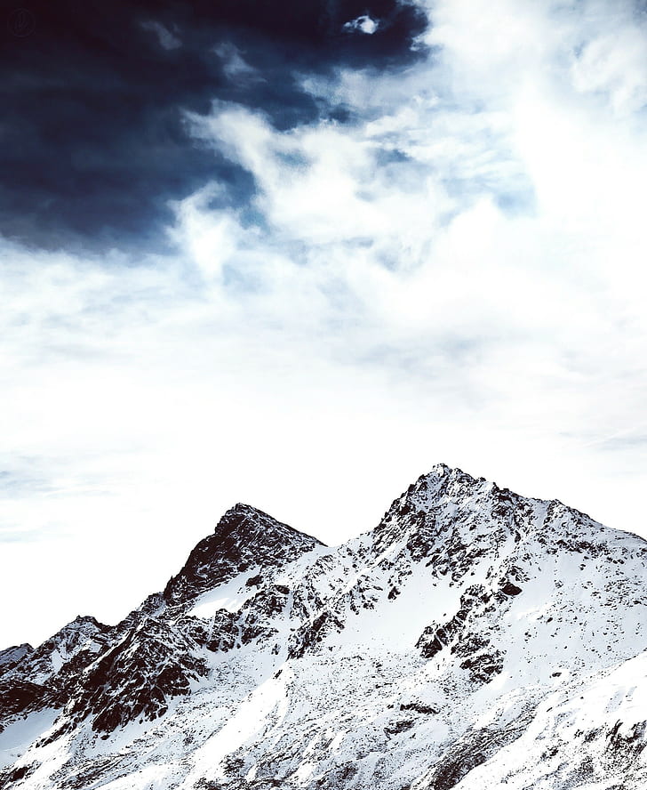natura, neve, montagne, nuvole, Sfondo HD, sfondo telefono