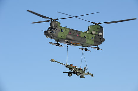 вертолет, транспорт, гаубица, военный, M777, Chinook, CH-47, HD обои HD wallpaper