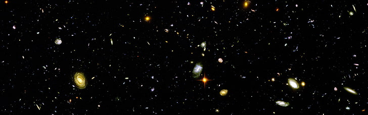 galaxy, Hubble Deep Field, Multiple Display, space, HD wallpaper