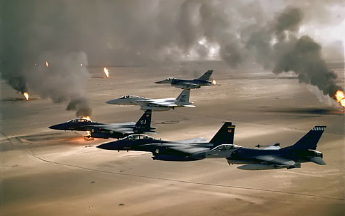 jet da combattimento, General Dynamics F-16 Fighting Falcon, F-15 Strike Eagle, guerra, militari, jet, aerei militari, veicoli, Sfondo HD HD wallpaper
