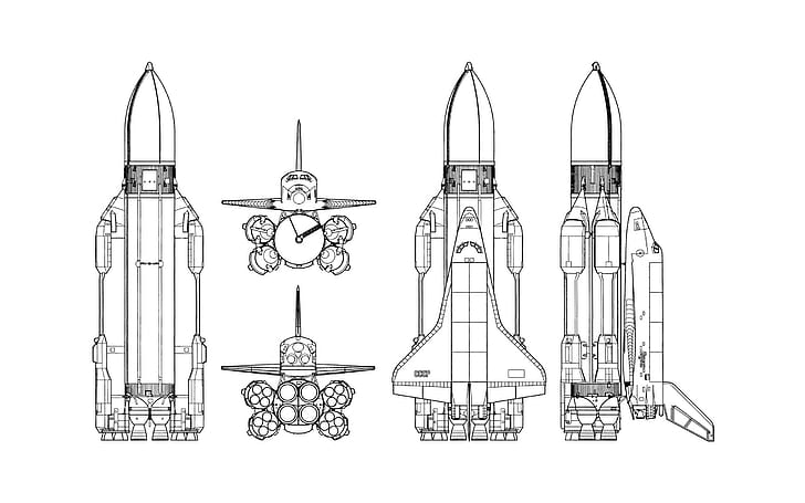 космический челнок, СССР, ракета, простой фон, схема, Буран, HD обои