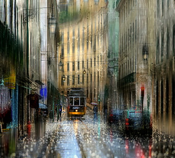 Лиссабон, Португалия, Лиссабон, Португалия, капли дождя, HD обои HD wallpaper