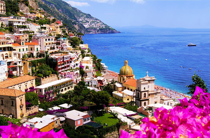 Towns, Amalfi, Coast, Italy, Mediterranean, HD wallpaper