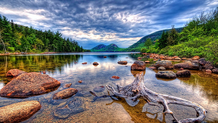 Lake Stones Root Snag Landschaften Ultra 3840 × 2160 Hd Wallpaper 007529, HD-Hintergrundbild