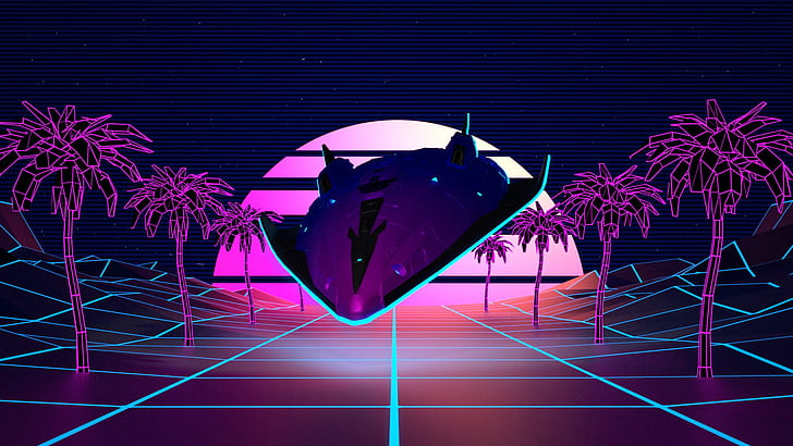 Music, Palm trees, Background, Graphics, Synth, Retrowave, Synthwave, New Retro Wave, Futuresynth, Sintav, Retrouve, Outrun, Synthwaves in space, by vilachi, HD wallpaper