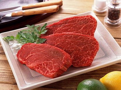 surowe mięso, mięso, danie, cytryna, limonka, Tapety HD HD wallpaper