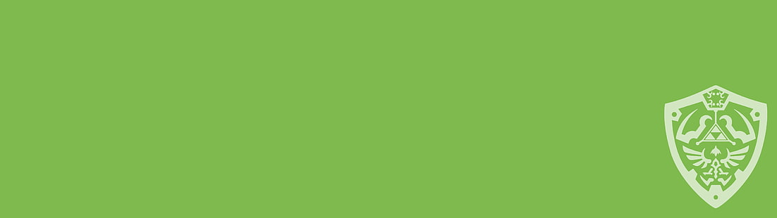 Doppio monitor, verde, stemma di Hylian, scudo di Hylian, Hyrule, minimalismo, scudo, sfondo semplice e semplice, The Legend Of Zelda, Sfondo HD HD wallpaper