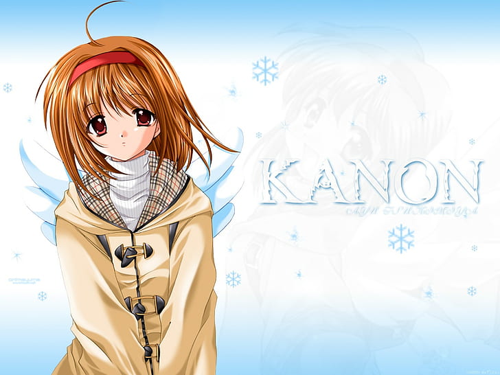 Kanon, Tsukimiya ayu, fille, ailes, flocons de neige, Fond d'écran HD