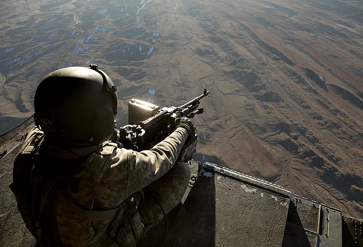 CH-47, Chinook, Soldat, Schütze, Maschinengewehr, US-Armee, HD-Hintergrundbild
