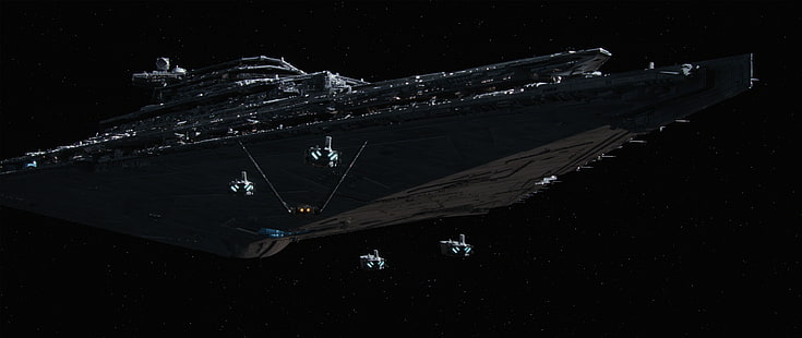 czarny statek kosmiczny, Gwiezdne Wojny, Gwiezdny Niszczyciel, science fiction, Gwiezdne wojny: Przebudzenie Mocy, Tapety HD HD wallpaper