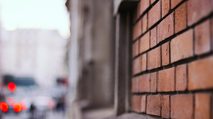 wall, bricks, bokeh, city, street, lights, Paris, HD wallpaper