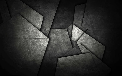 monocromo, patrón, formas, metal, abstracto, minimalismo, oscuro, triángulo, geometría, Fondo de pantalla HD HD wallpaper