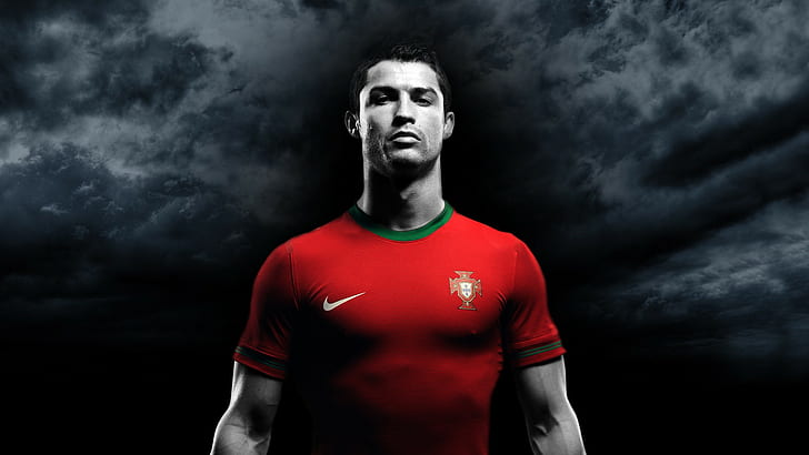 Cristiano Ronaldo, Real Madrid, Pemain Sepak Bola, Terlihat, Pakaian Merah, cristiano ronaldo, real madrid, pemain sepak bola, lihat, pakaian merah, Wallpaper HD
