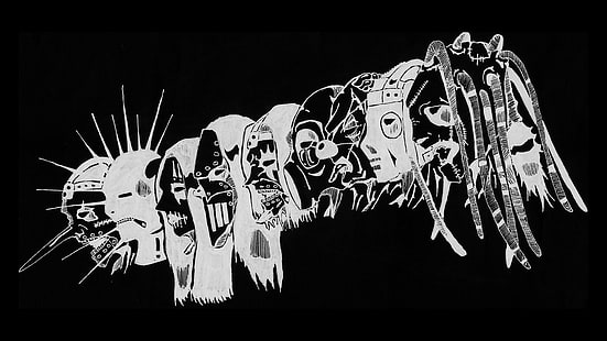 portada del álbum de la banda, metal, Slipknot, ilustraciones, minimalismo, monocromo, Fondo de pantalla HD HD wallpaper