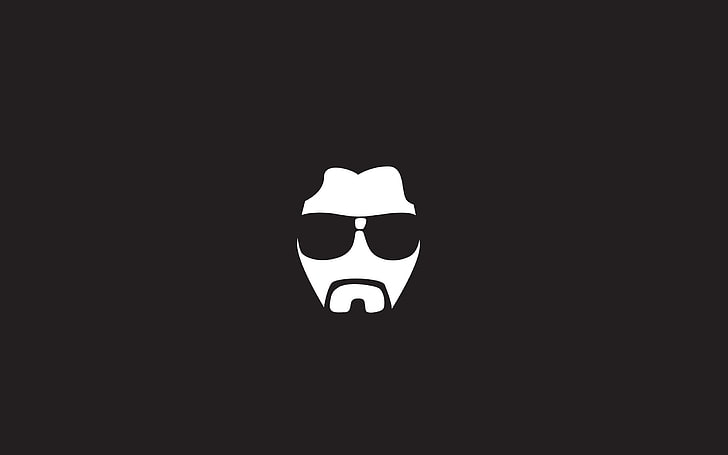 white and black sunglasses icon, minimalism, HD wallpaper