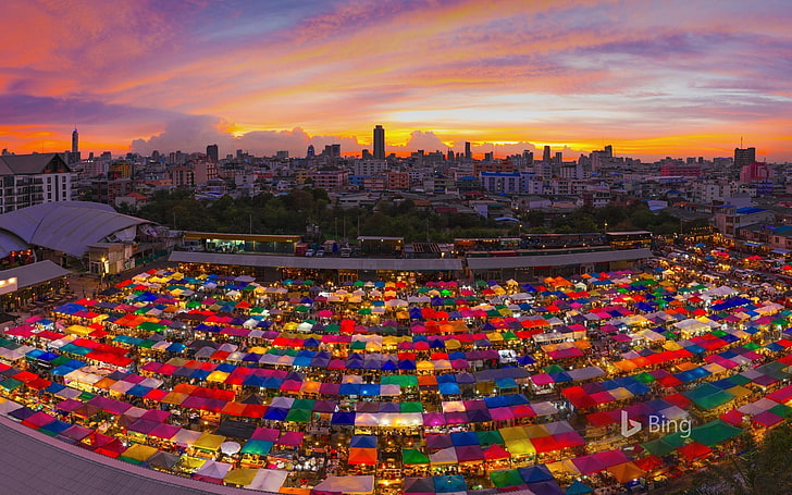 Thailand Bangkok Ratchada Night Market-2016 Bing D.., assorted-color parasol lot, HD wallpaper