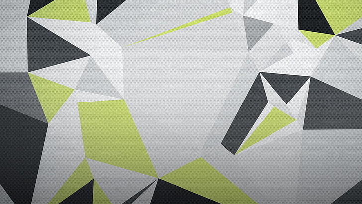 Ilustración blanca, negra y verde, abstracción, color, textura, geometría, estilo, triángulo, Fondo de pantalla HD