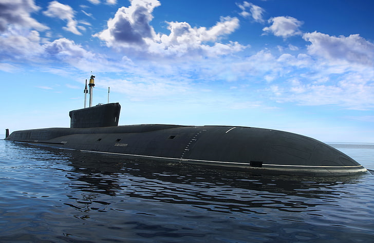 black submarine, submarine, underwater, cruiser, atomic, purpose, Borey, strategic, HD wallpaper