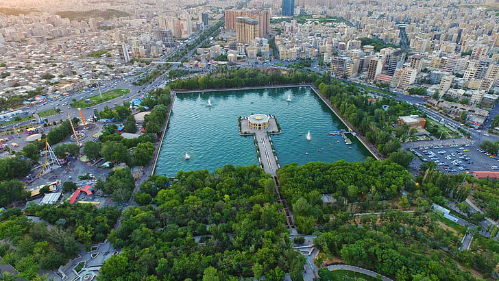 Иран, град, парк, изглед отгоре, Тебриз, HD тапет