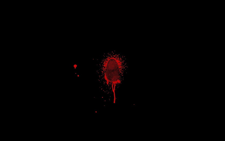 blood spatter, minimalism, black background, black style, Bloody print on the screen, HD wallpaper