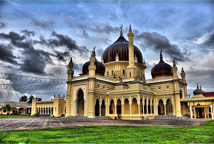 Mezquita Zahir, Alor Setar, mezquita marrón y negra, religiosa, musulmana, mezquita, Fondo de pantalla HD