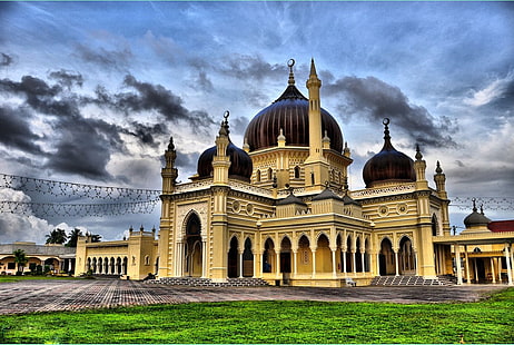 Zahir-moskén, Alor Setar, brun och svart moské, religiös,, muslim, moské, HD tapet HD wallpaper