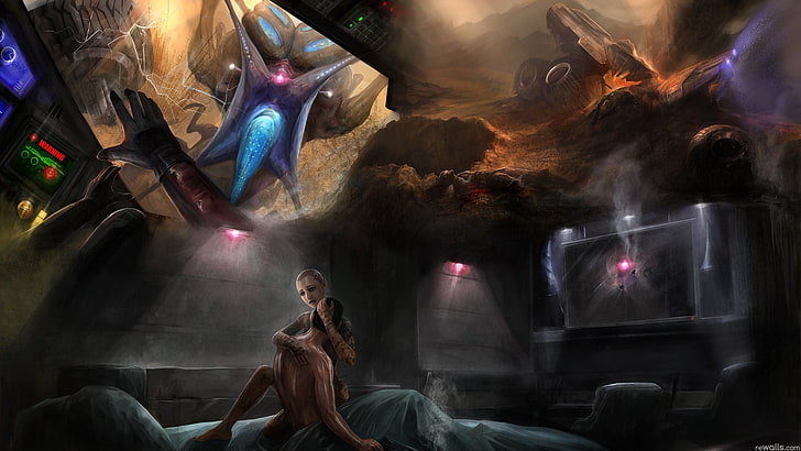 Spielillustration, Mass Effect, Mass Effect 2, Mass Effect 3, Waffe, Jack, Commander Shepard, Videospiele, HD-Hintergrundbild