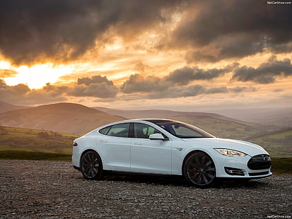 berlina bianca a 5 porte, Tesla Motors, Tesla Model S, auto, Sfondo HD HD wallpaper