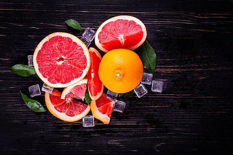 Eis, Zitrusfrüchte, Scheiben, Grapefruit, HD-Hintergrundbild HD wallpaper