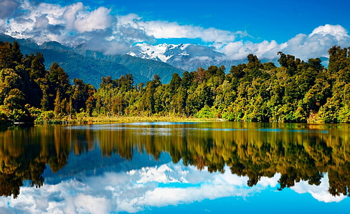 Красиво чисто езеро HD тапет, зелени листни дървета и водно тяло, природа, езера, красиво, езеро, ясно, HD тапет HD wallpaper