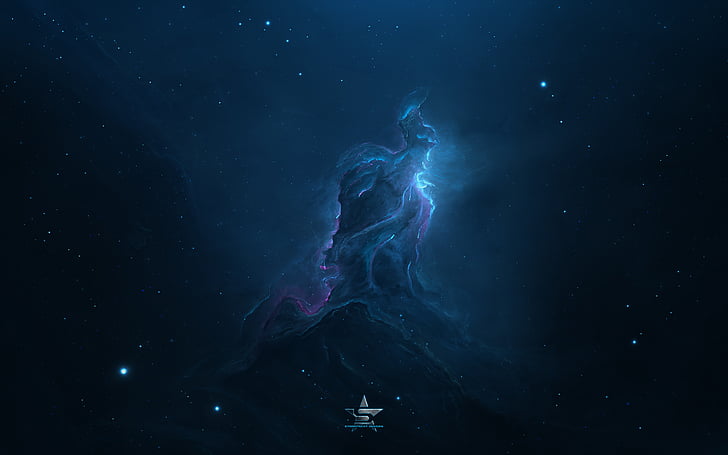 galaksi biru, Atlantis Nebula, 4K, 8K, Wallpaper HD