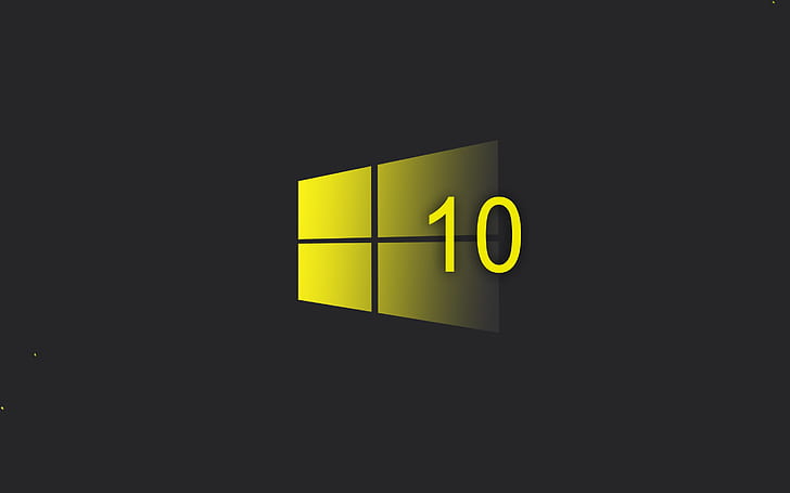 Система Windows 10, желтый стиль логотипа, черный фон, Windows, 10, Система, Желтый, Стиль, Логотип, Черный, Фон, HD обои