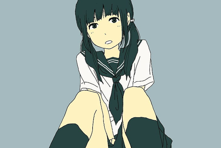 anime girls, school uniform, HD wallpaper