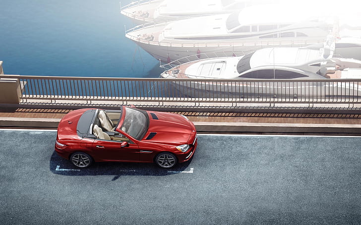 Luxury Red SLK, Mercedes Benz SLK, HD wallpaper