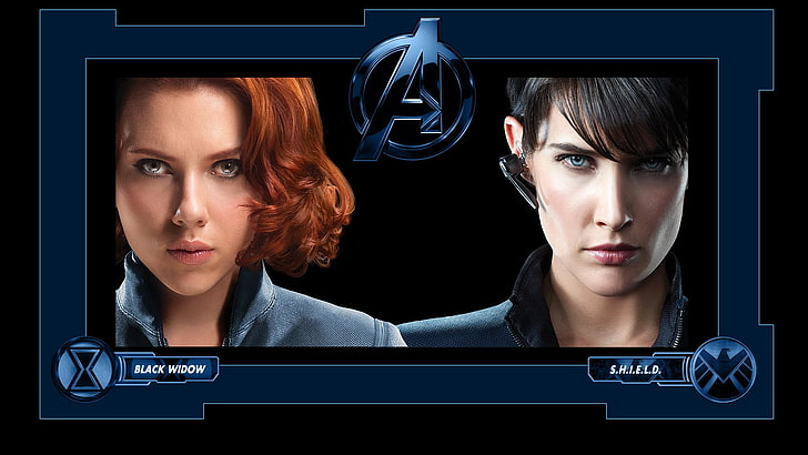 Avengers Black Widow and Shield ، أفلام ، Black Widow ، ماريا هيل ، سكارليت جوهانسون ، كوبي سمولدرز ، المنتقمون ، S.H.I.E.L.D. ، امرأتان، خلفية HD