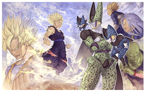 Dragon Ball Z-Poster, Anime, Dragon Ball, Son Goku, Son Gohan, Vegeta, Trunks (Charakter), Piccolo, Zelle (Charakter), Dragon Ball Z, Perfekte Zelle, HD-Hintergrundbild HD wallpaper