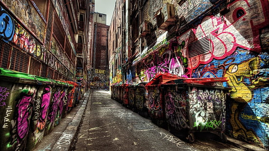 графити, стена, улица, път, град, алея, градска зона, изкуство, улично изкуство, HD тапет HD wallpaper