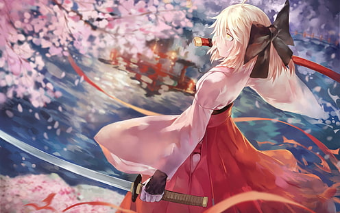 anime, anime girls, Fate/Grand Order, Sakura Saber, girls with swords, Fate Series, HD wallpaper HD wallpaper
