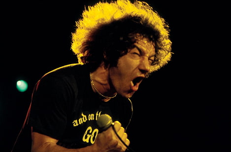 AC / DC, Брайън Джонсън, рок групи, рокендрол, отворена уста, певец, мъже, лице, HD тапет HD wallpaper