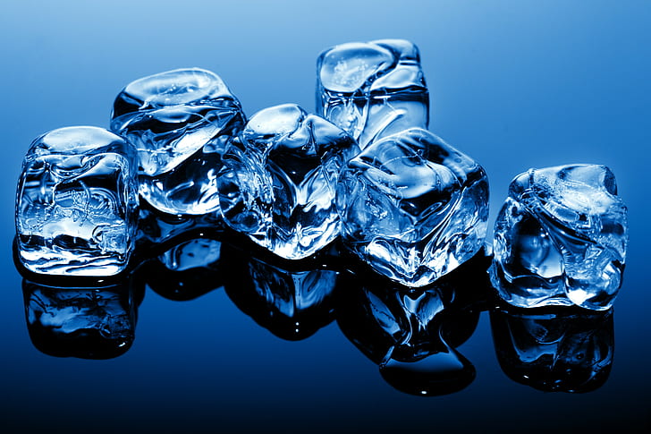 синьо, лед, кубчета лед, HD тапет