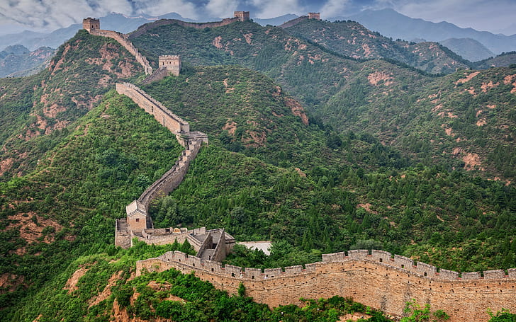 Великая китайская стена, Китай, Великая китайская стена, Китай, пейзаж, горы, природа, Великая китайская стена, Великая китайская стена, HD обои